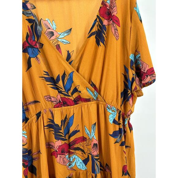 SHEIN Curve Plus Size 4xL Mustard Yellow Floral‎ Summer Dress - Picture 9 of 10